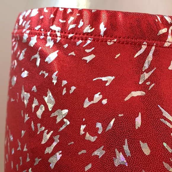 Red Foil Holo Confetti Spandex Hot Shorts L Or XL Cheer & Dance—New - Picture 4 of 11